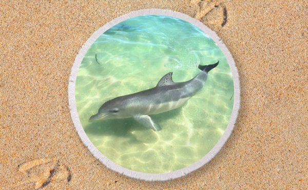 Round Beach Towel - Samu the Dolpin from Monkey Mia, Shark Bay