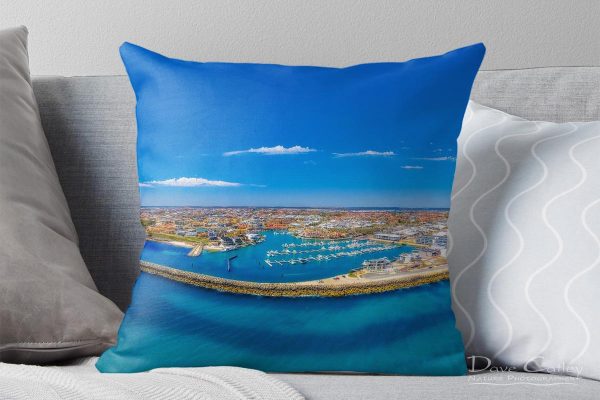 Marina Vista - Coastline Panorama, Mindarie, Perth, Western Australia, Seascape Cushion Cover (MCD1.2-V1-CC1)