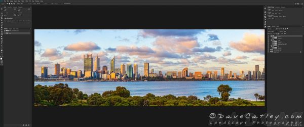 Final Processing in Photoshop, Perth City Skyline, Perth, Western Australia