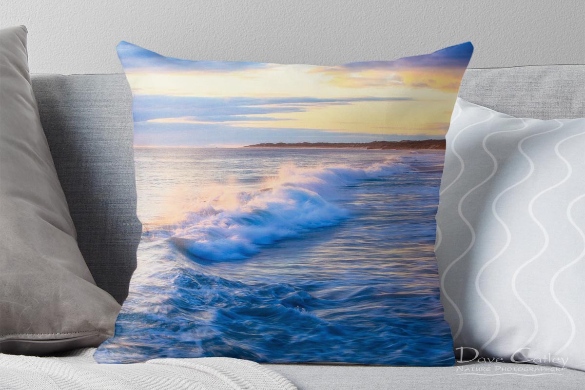 Sunsets & Waves - Quinns Beach, Quinns Rocks, Perth, Western Australia, Seascape Cushion Cover (QBV1.5-V1-CC1)