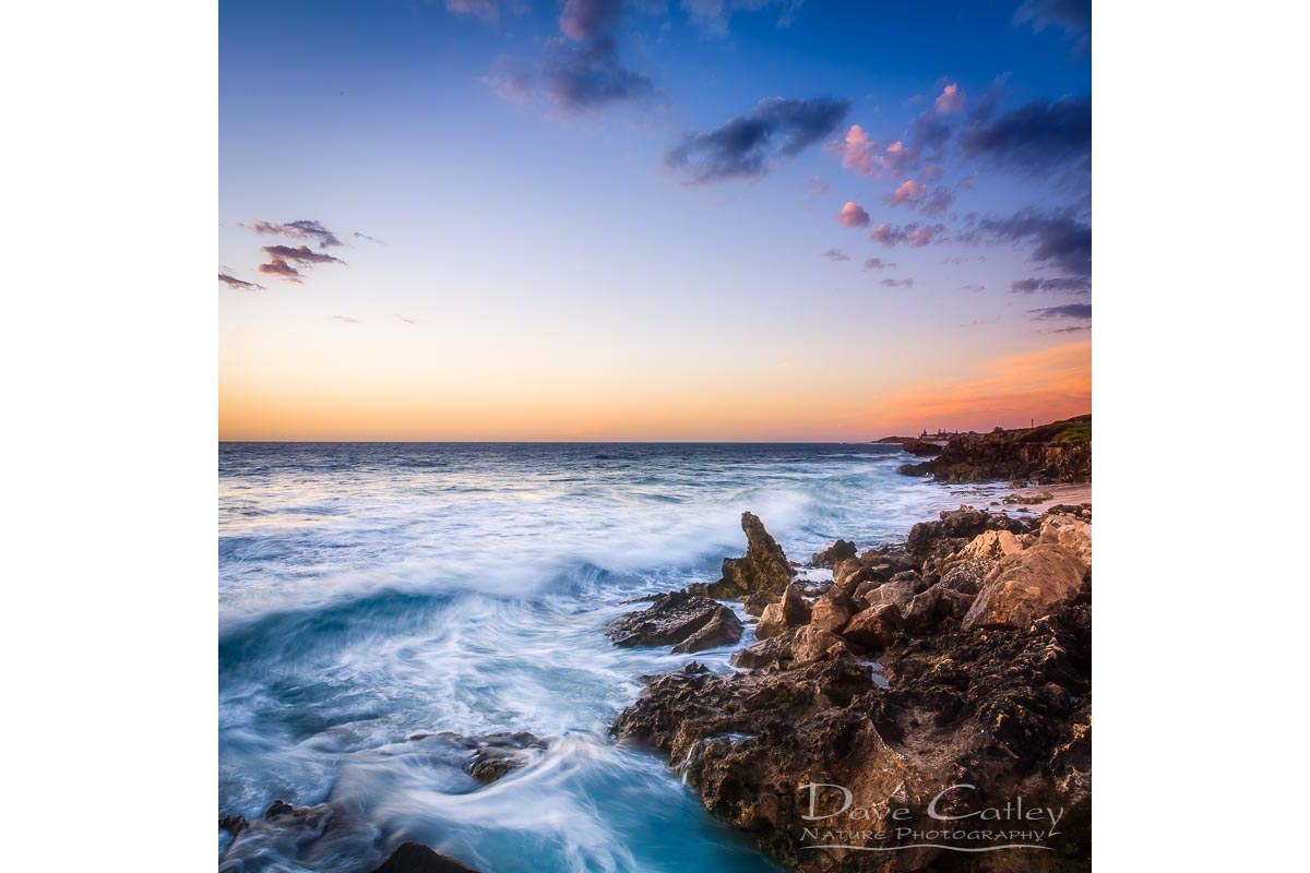 Sunset Waves - Rocky Coastline, Mindarie, Perth, Western Australia, Seascape Cushion Cover (MCS1.8-V2-CC1)
